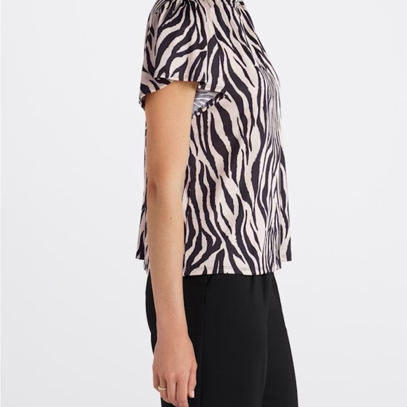 Beacon Zebra Pattern Ruffle Blouse: BEACON
Jan Mock Neck Mesh Knit Top - Picture 3 of 5